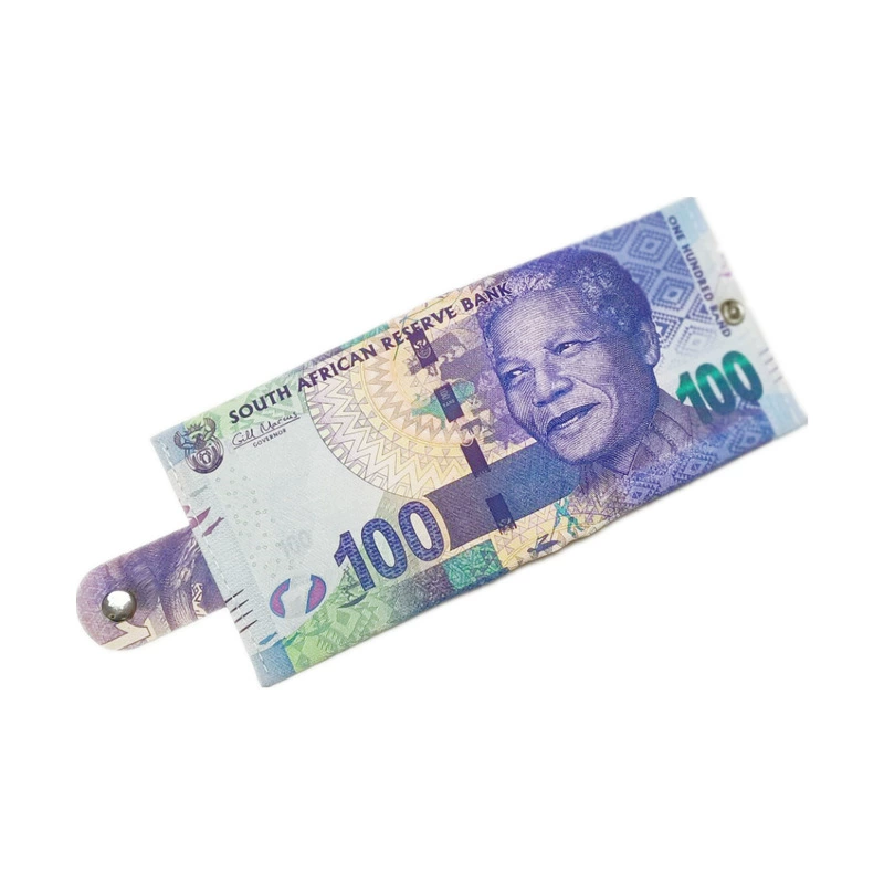 Short Wallet Canvas Card Holder, Compact 10.5×8.5×0.8 cm, Printed Currency Designs
