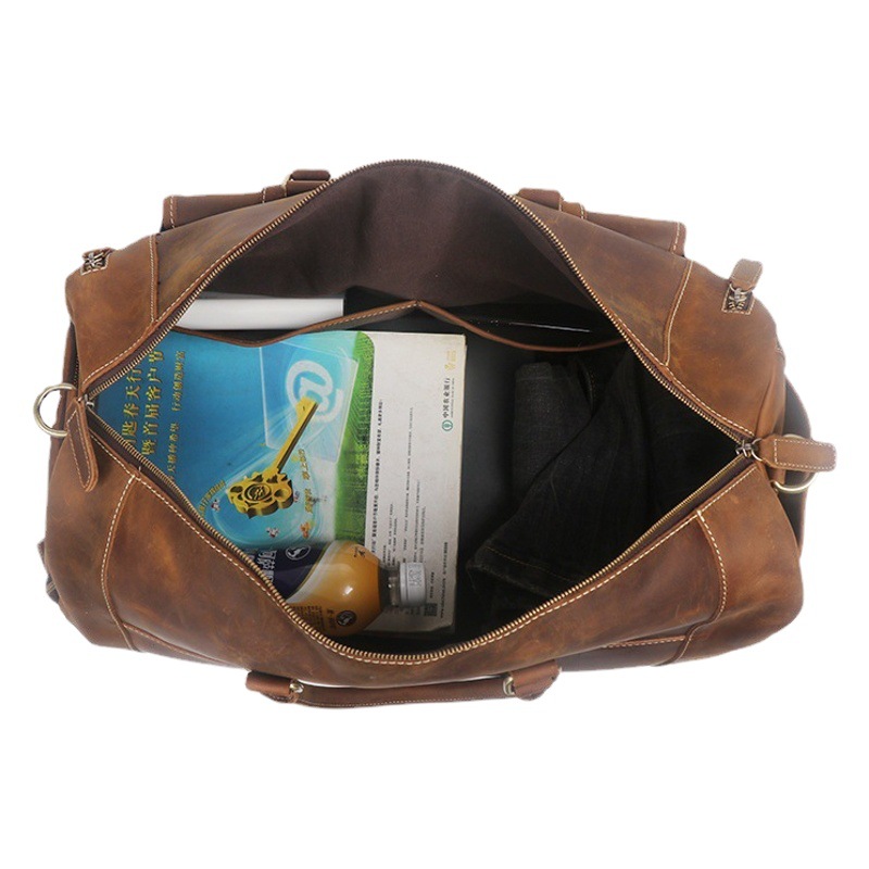 Europa y América Nueva Crazy Horse de piel de vaca bolsa de viaje portátil de gran capacidad bolsa de mensajero del hombro zapatos independientes de cuero bolsa de equipaje