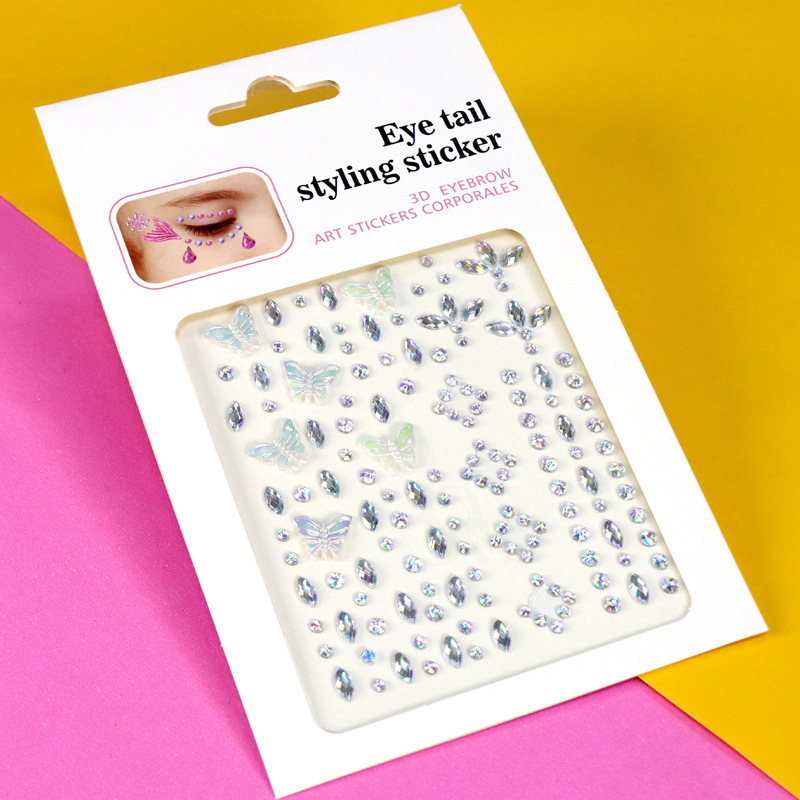 Pegatinas de Pedrería para Maquillaje Facial y Ojos de Resina Autoadhesivo Brillante para Maquillaje Facial y Ojos