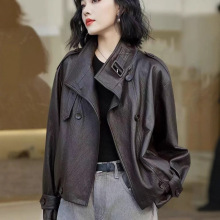 港风小皮衣外套女春夏新款小个子立领气质酷飒风复古PU短款皮夹克
