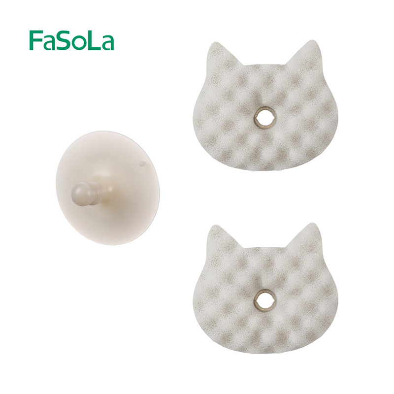 FaSoLa 食器洗いブラシ キッチンクリーニングスポンジ 立体ハニカムマジック 両面たわし 漫画吸盤スポンジワイプ|undefined