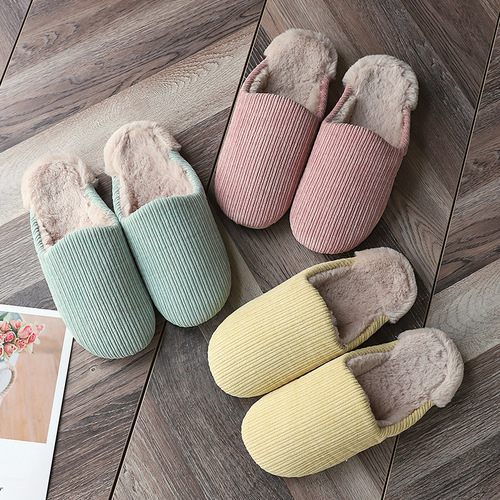 Round-head indoor autumn and winter home cotton slippers for women and couples, home cotton shoes for men, non-slip warm plush slippers manufacturer