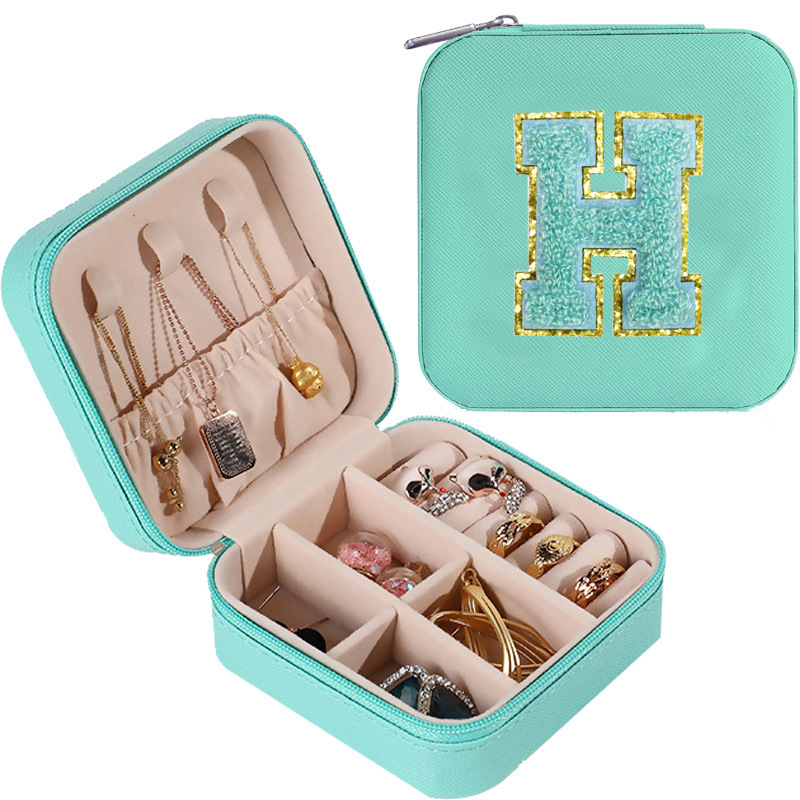 Cross-border de cuero Stud pendientes de gran capacidad de la joyería de la caja de la joyería del anillo caja de almacenamiento portátil