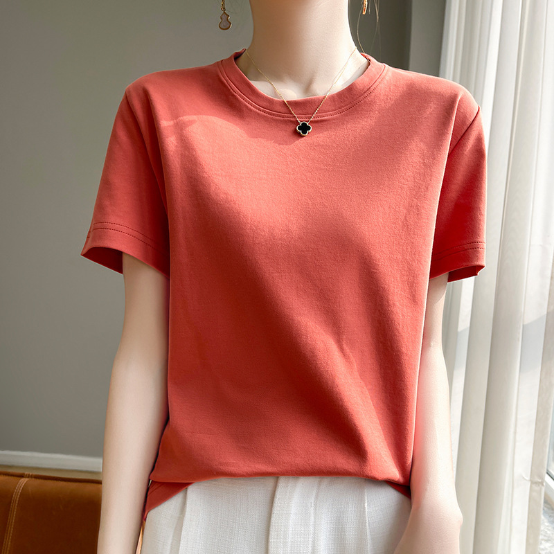 目を閉じてハイエンドのルーズでスリムなラウンドネック半袖レディースTシャツ黒と白の原宿Tシャツトップ|undefined