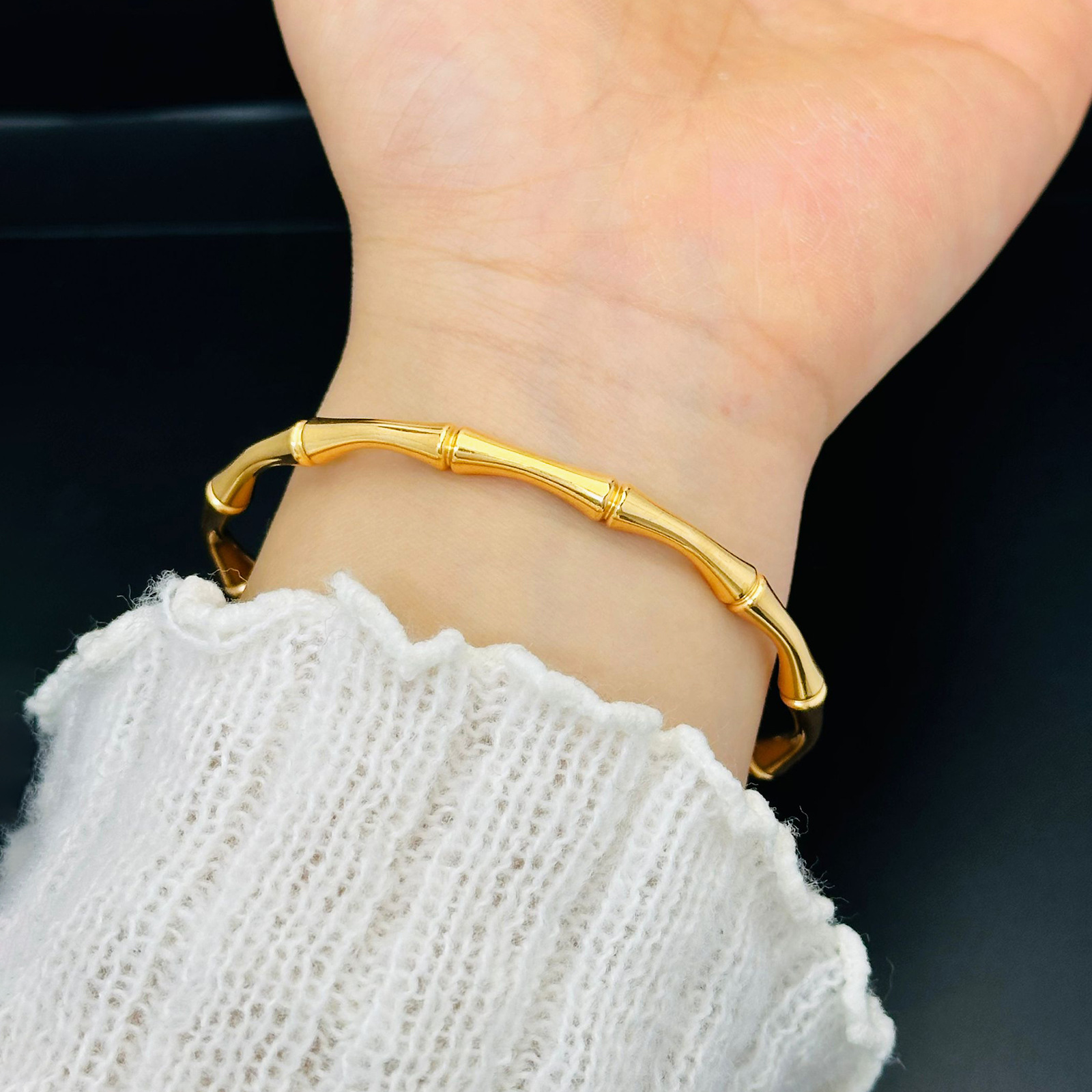 Festival de bambú de China Brazalete de acero de titanio transfronterizo para mujeres nueva no desvanecerse atmósfera lujosa joyería pulsera de moda