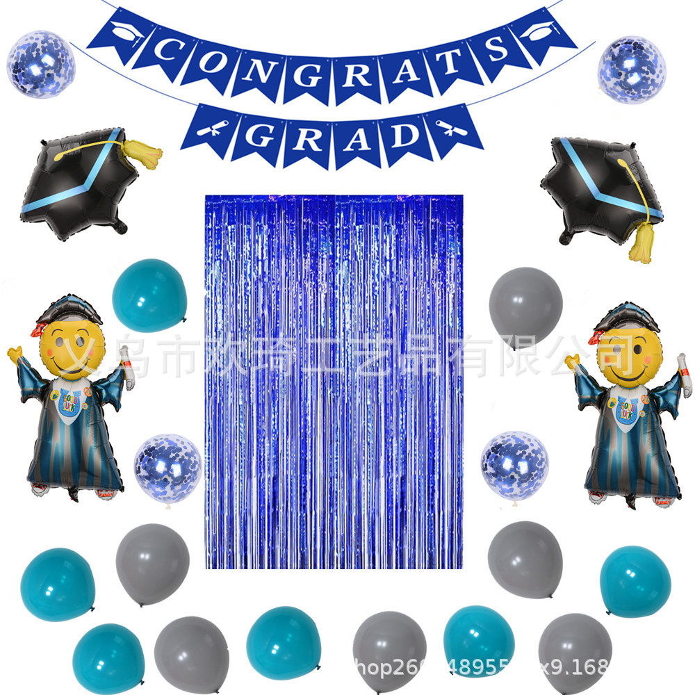 New Graduation Season Balloon Set Graduation Doctoral Hat Rain Silk…
