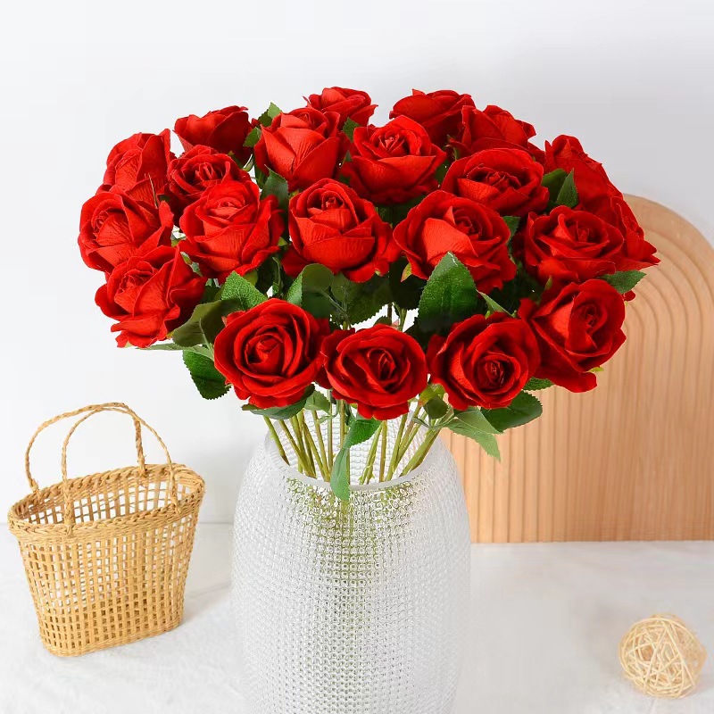 Simulated Rose Single Stem Valentine's Day Home Wedding Decoration Artificial Flower Fake Rose Silk Rose Wholesale