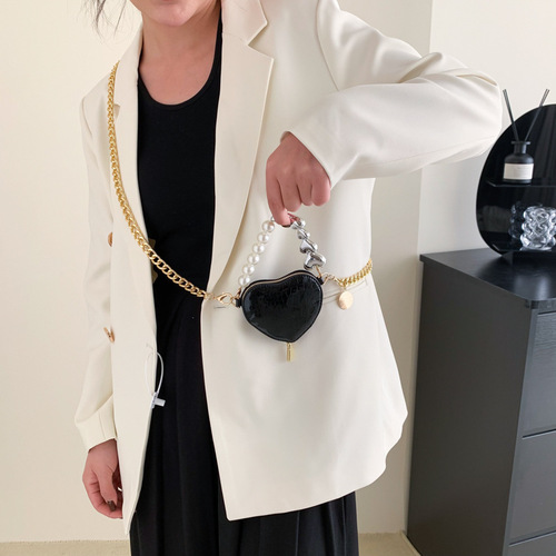 Mini bag  spring new style bundy bag fashionable pearl patent leather love handbag crossbody small waist bag