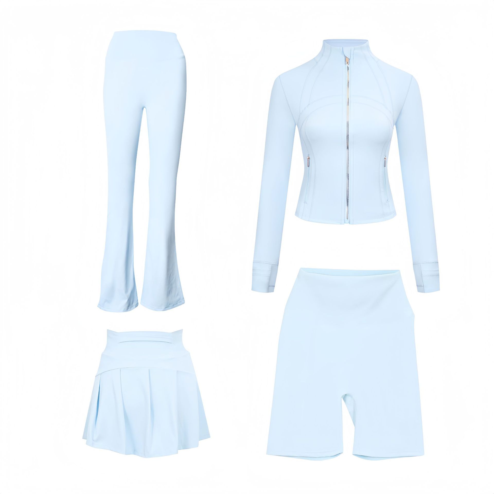 Women's Slim Fit Elastic Active Set With Jacket And Skirt_voghion.com