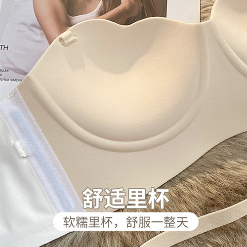 Invisible Underwire Bra for Small Bust with Push-up and Anti-Sag Design, Thickened Comic Style Bra with No Underwire and Non-Slip Cup, Women's Bra