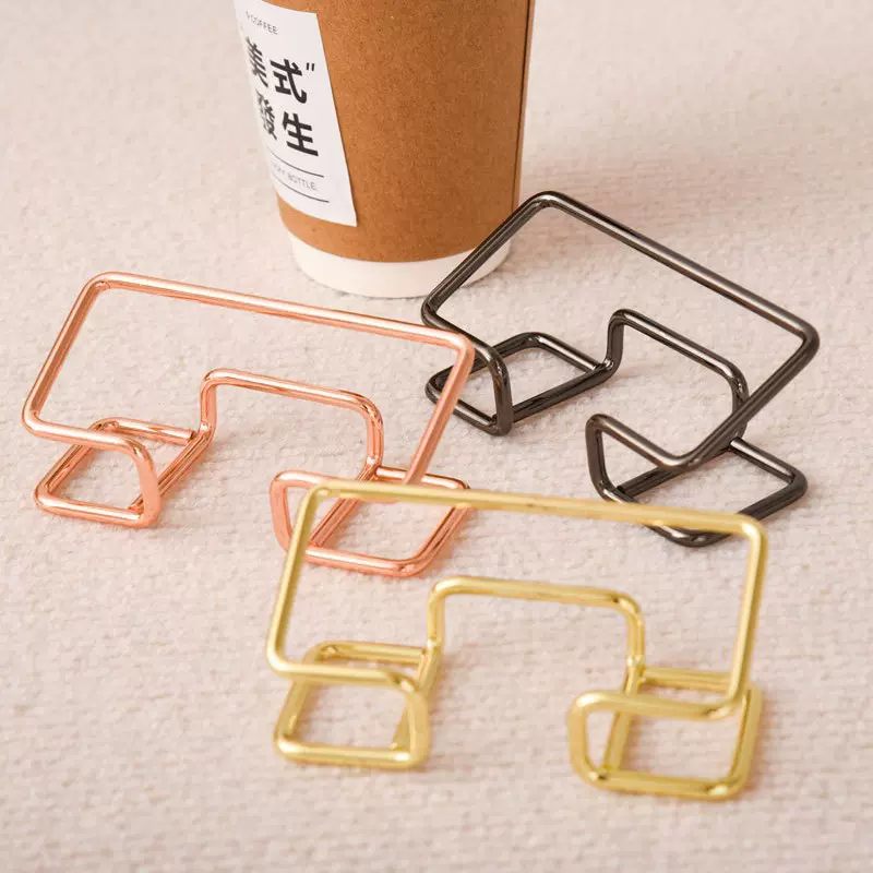 新款立体名片盒创意金属名片座跨境桌面展示架商务酒店装饰礼品