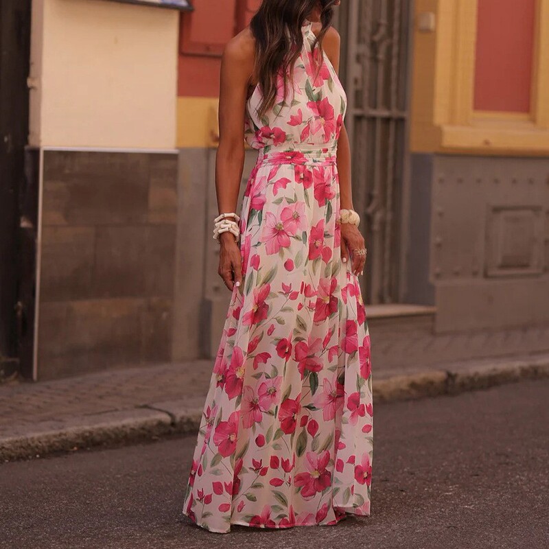 2026 Spring European and American Style Elegant Printed Women's Dress, Fresh Wrap Dress with Pleats, Chic Commuting Long Dress 2026 Spring European and American Style Elegant Printed Women's Dress, Fresh Wrap Dress with Pleats, Chic Commuting Long Dress