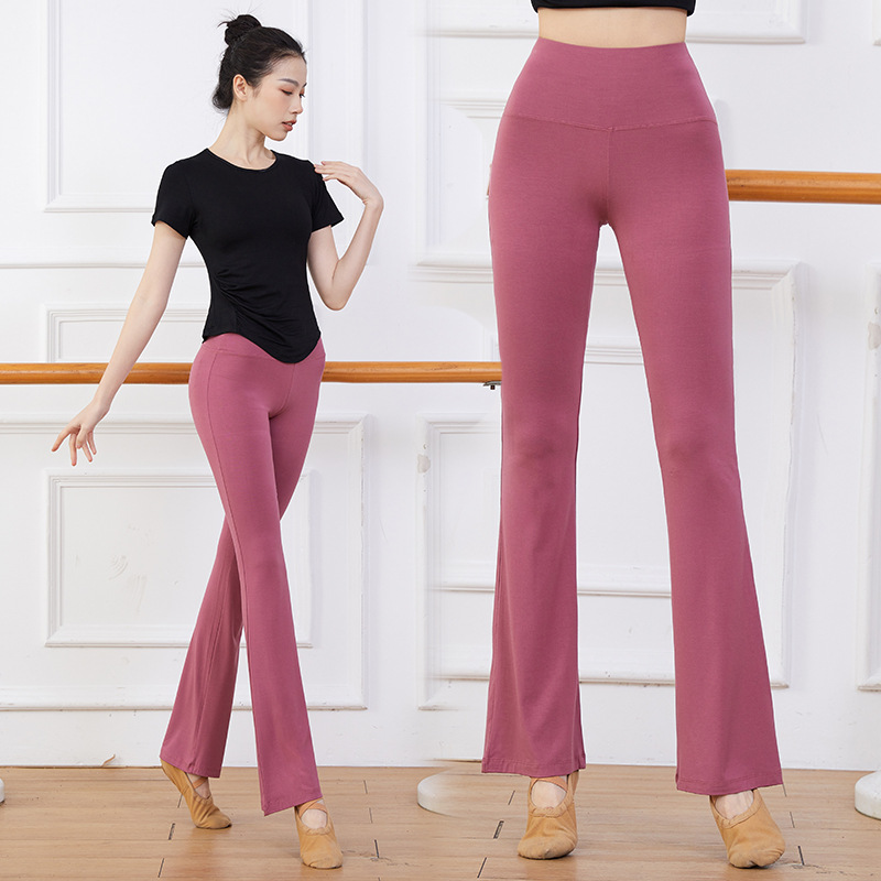 High-waisted dance pants for women, straight-leg, slightly flared, modal body training pants, slim-fitting dance fitness yoga pants