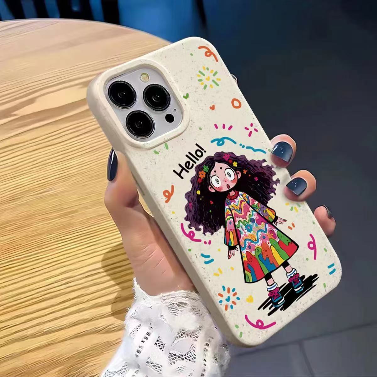 Funda para teléfono iphone16promax para chica rizada linda Apple 15 anti-caída 14pro chica 13/12