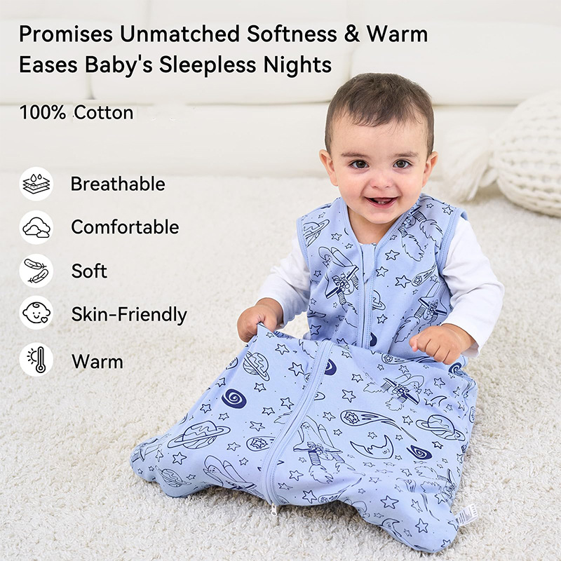 Customized Cross-Border Baby Sleeping Bag Spring & Fall Category a Double-Layer Pure Cotton Kidsren's Baby All-In-One Vest Anti-Kick Quilt 1.0Tog