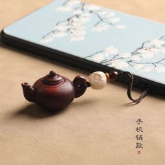 Zitan Wood Carving Car Key Holder Phone Chain Pendant Ornament