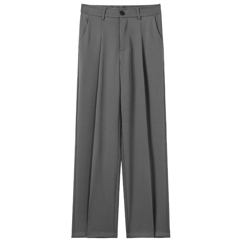 Pantalones finos de verano para hombres rectos sueltos japoneses de color sólido simple drapeado casual de alta gama pantalones de traje beige image 13