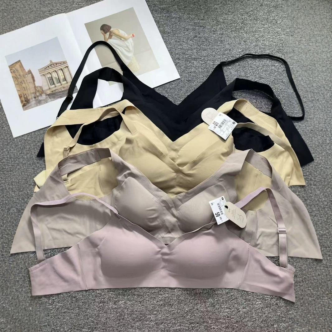 Sujetador de nuevo estilo, ropa interior sin costuras, sujetador de tazón de látex de alta gama para mujer, taza delgada sin anillo de acero, hebilla trasera sexy y cómoda