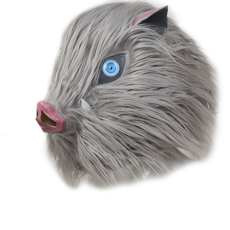 Cosplay Inosuke Hashibira Maske Helm Dämon Slayer Kimetsu Keine Yaiba Haube Haar Schwein Maske Kopfbedeckung Halloween Karneval Kostüm Prop – Detail 5
