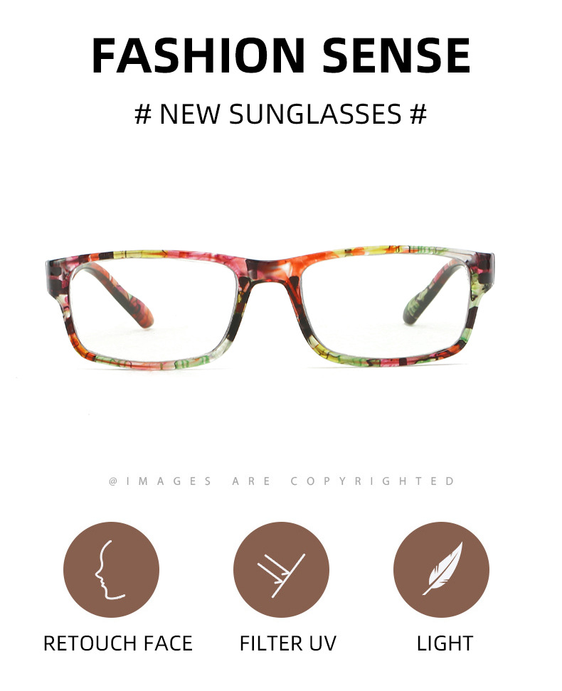 Simple Style Ditsy Floral Ac Square Full Frame Optical Glasses display picture 2