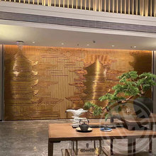 新中式酒店大厅金属装饰画售楼部背景墙立体装置简约大气别墅挂画