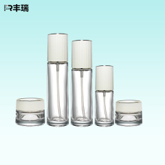 工場直送スポット雪山ストライプスキンケア製品セット卸売加工クリームエッセンス水乳ガラスボトル包装