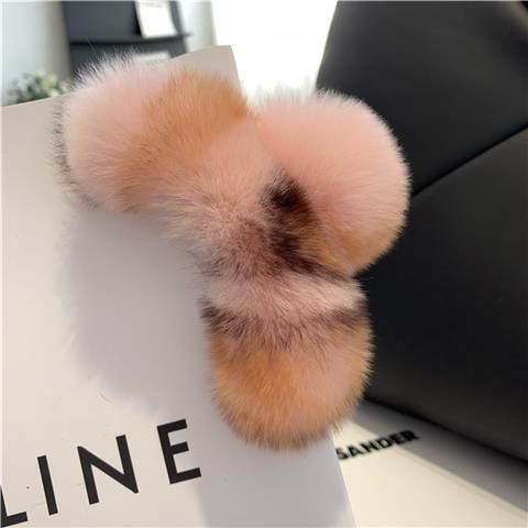 秋冬の真のレッグウサギの毛玉は大きいサイズの毛のヘアピンの後頭部のサメのクリップのヘアピンの髪飾りの新年の爆発金をつかみます。|undefined