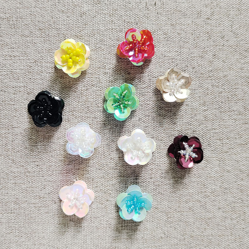 手作りビーズスパンコール花柄パッチ布ステッカーアクセサリー DIY 衣類靴帽子バッグヘアアクセサリーアクセサリー|undefined