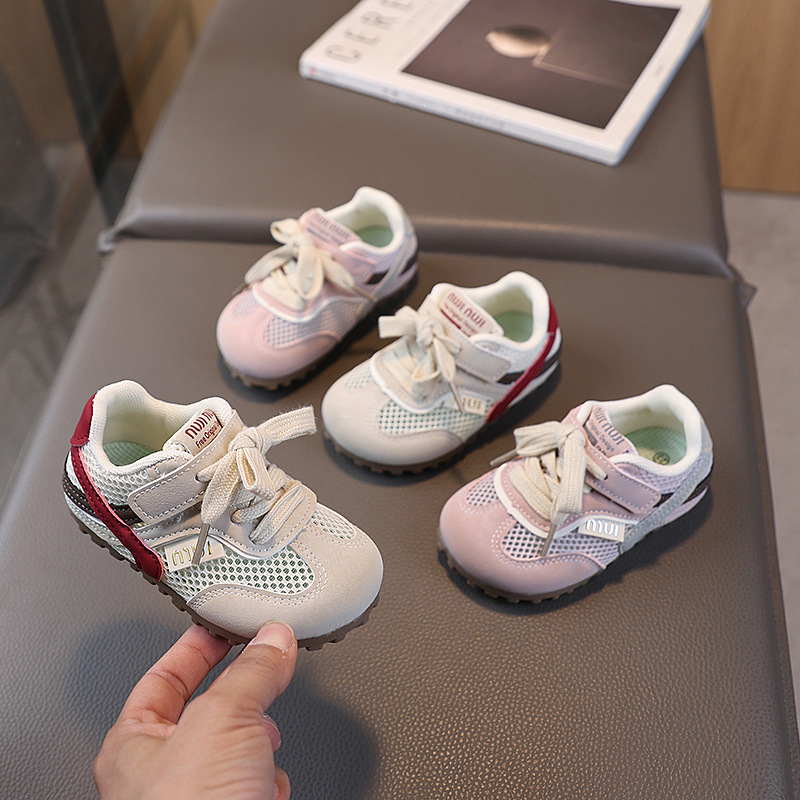 2025 summer new children's shoes boys and girls single net breathable sports casual shoes Korean soft bottom baby toddler shoes