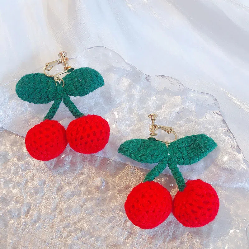Plush Material Cherry Pattern Women'S Gender Sweet Cherry Plush Women's Earrings 1 Pair
