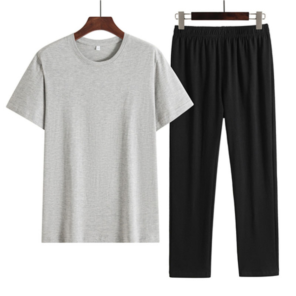 Cotton summer solid sports suit