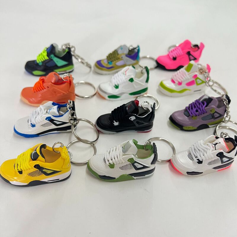 Aj4 Shoe Mold 3D Stereo Export Jordan Basketball European and American Cross-Border Douyin Trendy Pendant Blind Box Keychain Shoe Mold