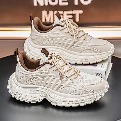 Spring men's low-cut thick sole height-increasing dad shoes ultra-light outdoor casual running sneakers large size live broadcast men's shoes