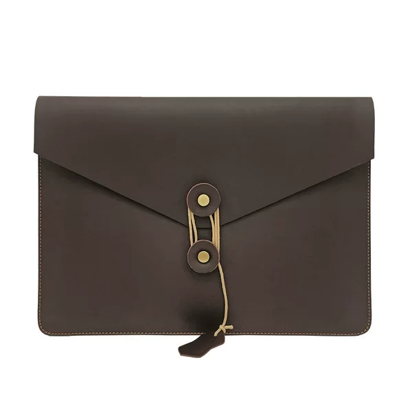 Genuine Leather Document Bag with Custom Logo, First-Layer Crazy Horse Leather Laptop Bag, iPad Tablet Protective Storage Bag