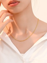 999纯银项链女男肖邦链镀18k金黄金色银素链银饰彩金链子锁骨批发