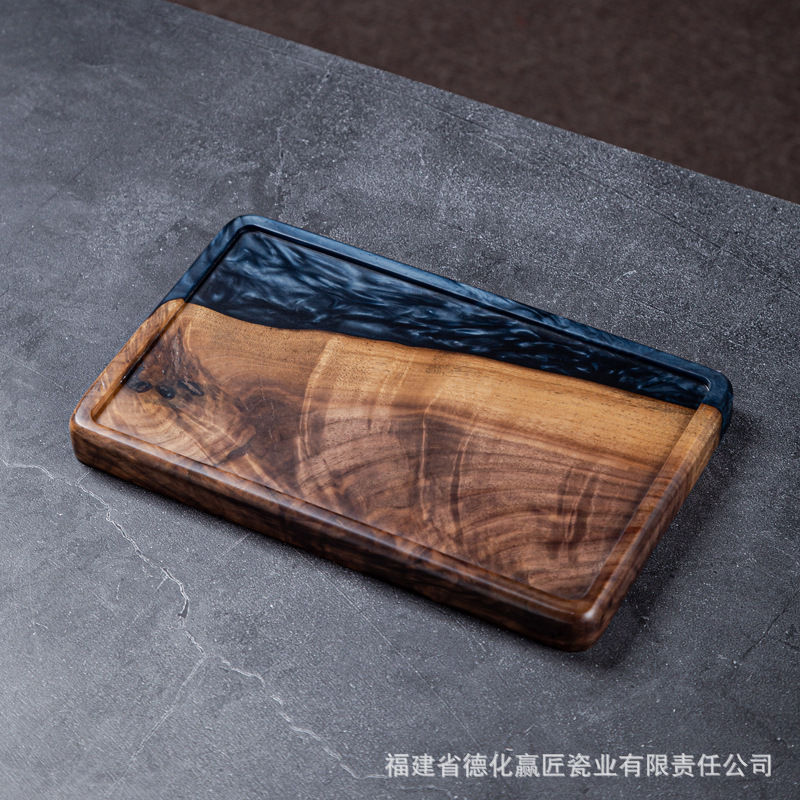 Transfronterizo japonés Zen acantilado tinta seco tabla de té placa de madera aislamiento térmico hogar resina de cojinete de acero simple retro