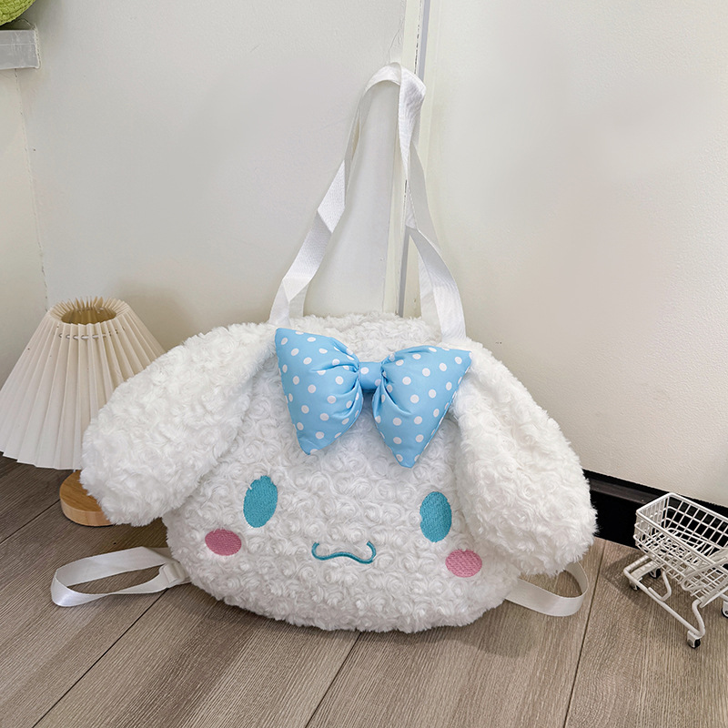 Cute Plush Big Face Backpack, Bowknot Bag, Crossbody Handbag, Travel Large Capacity Student Bag, Gift