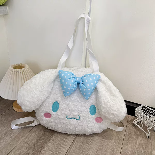 Cute Plush Big Face Backpack, Bowknot Bag, Crossbody Handbag, Travel Large Capacity Student Bag, Gift