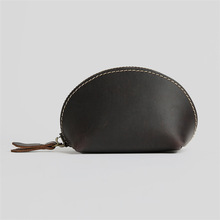 男女士复古头层牛皮贝壳钱包手拿短款迷你真皮小零钱包硬币包皮夹