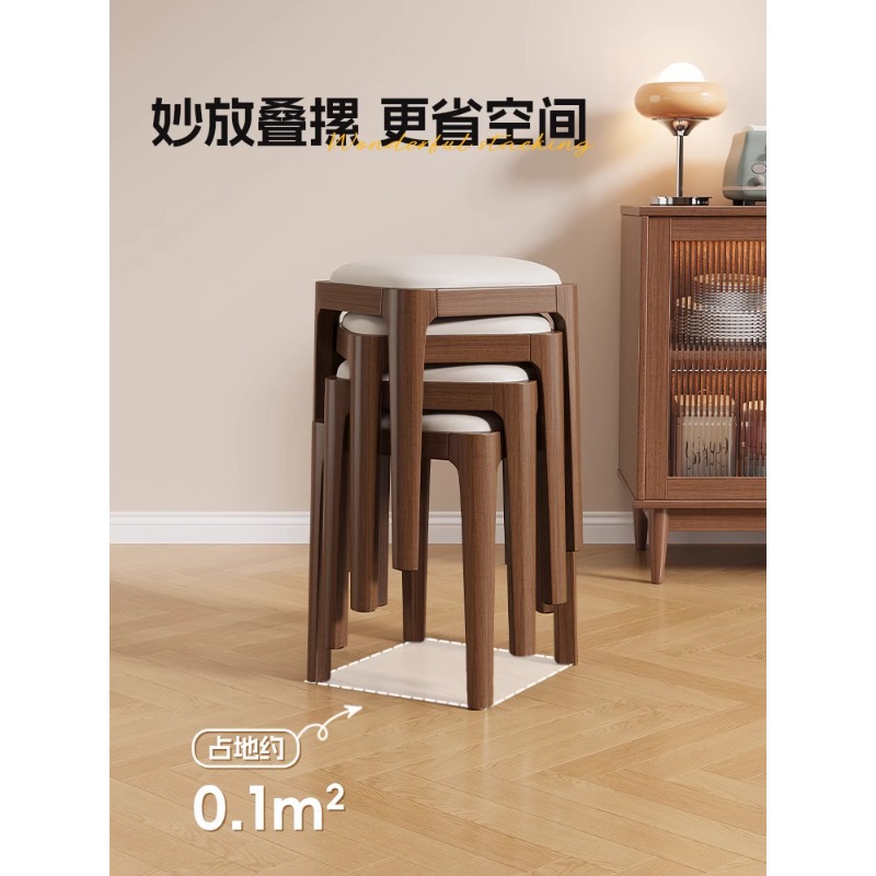 Sillas de comedor de madera maciza, sillas para el hogar, mesas y sillas de comedor, comedor de lujo ligero chino, mesa de té de la sala de estar, taburetes blandos que se pueden apilar para la cena