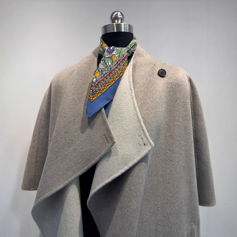 Customized ~ Temperament Pure Handmade Classy Mink Velvet g Family Mulberry Silk Wool Double-Sided Woolen Cloak Outwear for Women Winter