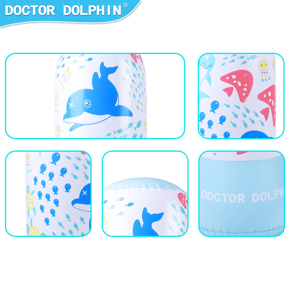 Doctor Dolphin | Columna de boxeo inflable para niños 125cm Columna de boxeo para niños Vaso vertical cilíndrico