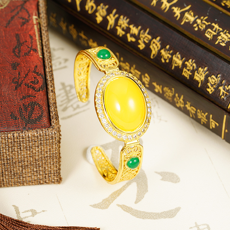 Arenas de oro de Vietnam tallado flores huecas de patrón de viento chino abertura brazalete de diamantes de imitación Yiwu accesorios joyas al por mayor