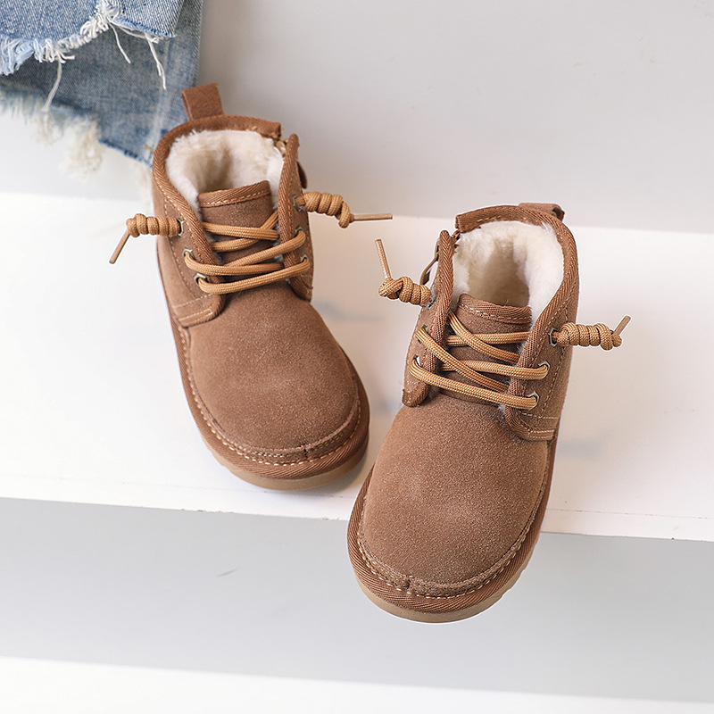 Little Black Horse – bottes de neige pour enfants, bottes d'hiver en coton pour bébé, en cuir véritable givré, pour garçons et filles_voghion.com