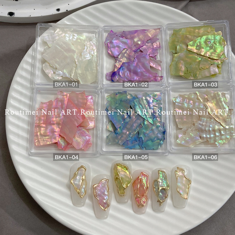Nail art jewelry new high-end feeling shell pieces ultra-thin small pieces irregular style magic color high-end feeling shell pieces