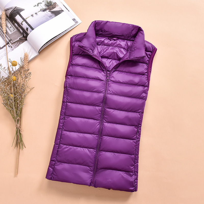 White Duck Down Padded Light Down Vest Women's Vertical Collar High Quality Down Jacket Vest Portable Spring and Autumn Wearing Warm
