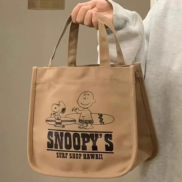Women's Fashion New Snoopy Canvas Bag Portable Large Capacity Tote Bag Storage Bag Handbag Bucket Bag