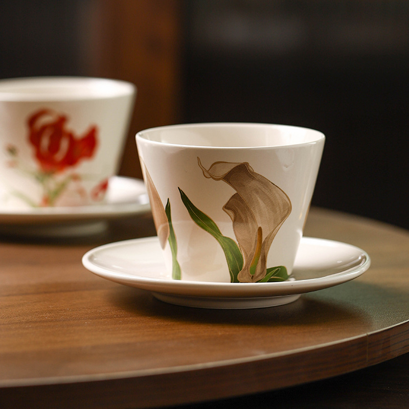 巴黎花坊 新款中古风复古陶瓷咖啡杯 原创高颜值精致陶瓷礼盒套装|undefined