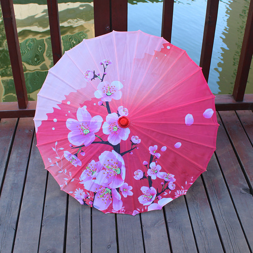Manufacturer Direct Supply Silk Fabric Printed Umbrella Indoor Outdoor Ceiling Decoration Classical Ancient Style Cheongsam Catwalk Dance Umbrella