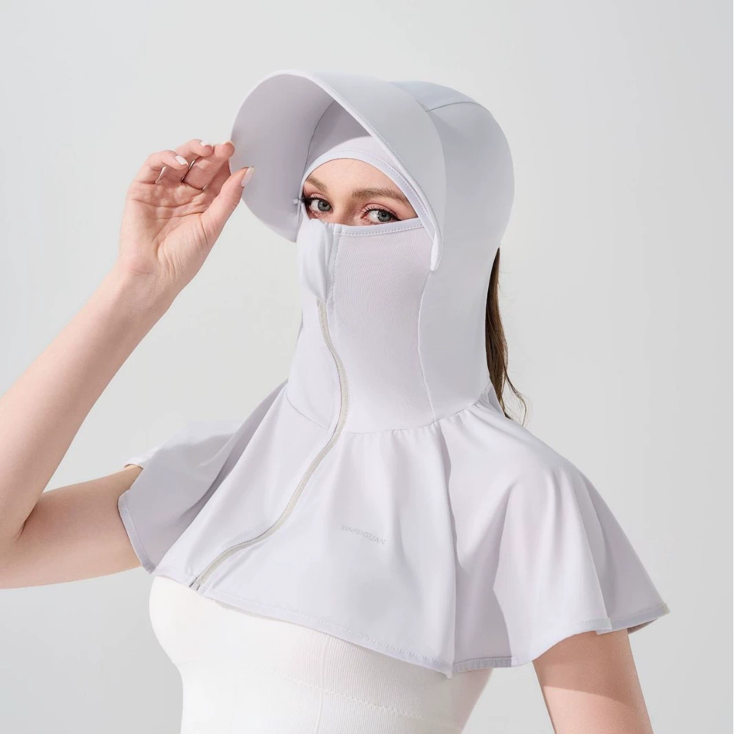 Солнцезащитный женский весенне-летний солнцезащитный козырек дышащий УФ тонкая пряжа Ice Silk анти-Солнцезащитная маска с капюшоном